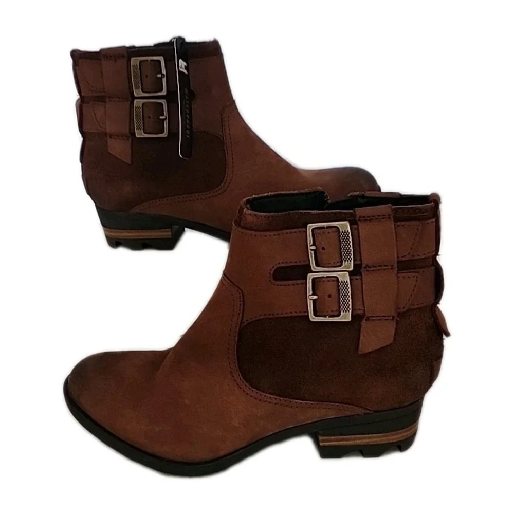 Sorel Lolla Bootie‎ Burro/Buffalo Brown  Women's 7 Zipper NL3080-282 Waterproof